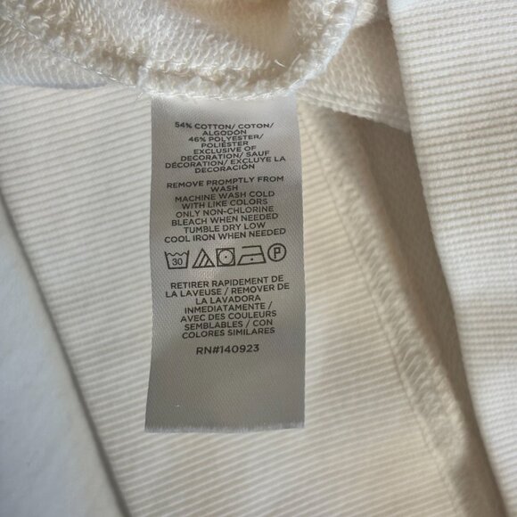 Lou & Grey White Pullover Sweatshirt with Striped Sleeves - Size S - Picture 10 of 10